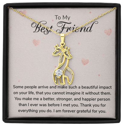 To My Best Friend - Grateful - Giraffe Necklace