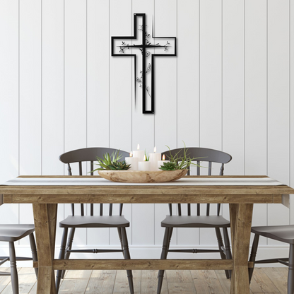 Floral Cross Metal Wall Art