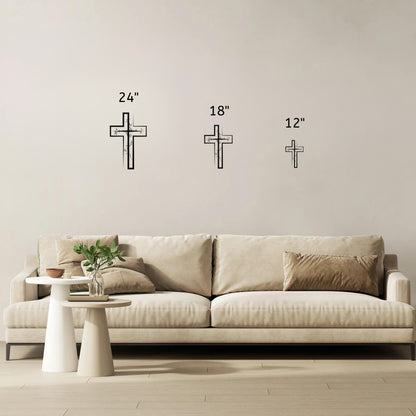 Floral Cross Metal Wall Art