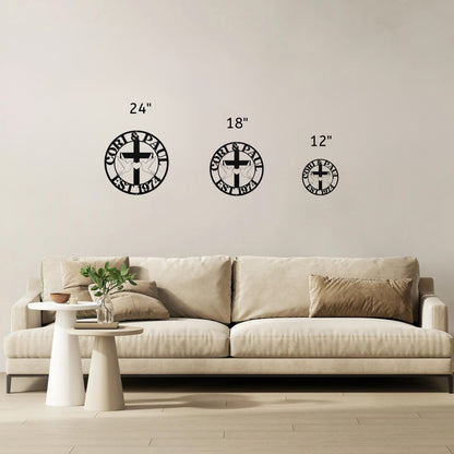 Cori & Paul Heart Cross Circle Metal Wall Art