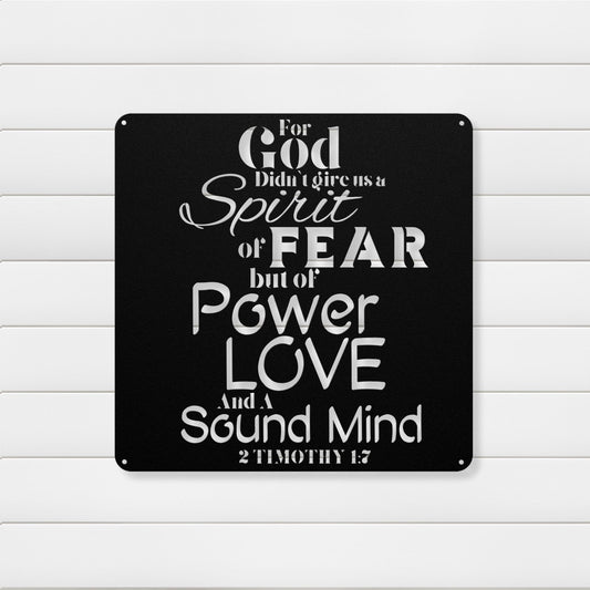 Fearless Strength 2 Timothy 1:7 Metal Wall Art