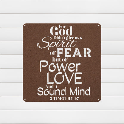 Fearless Strength 2 Timothy 1:7 Metal Wall Art