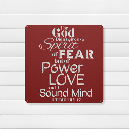 Fearless Strength 2 Timothy 1:7 Metal Wall Art