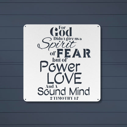 Fearless Strength 2 Timothy 1:7 Metal Wall Art